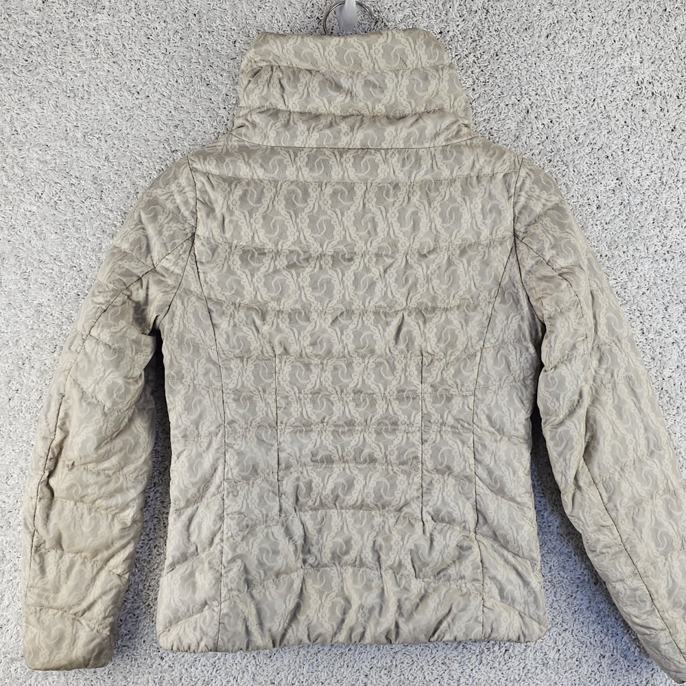 Eddie Bauer Goose Down Puffer Floral Lace Motif Snap Full Zip Jacket Size Small - Picture 2 of 14